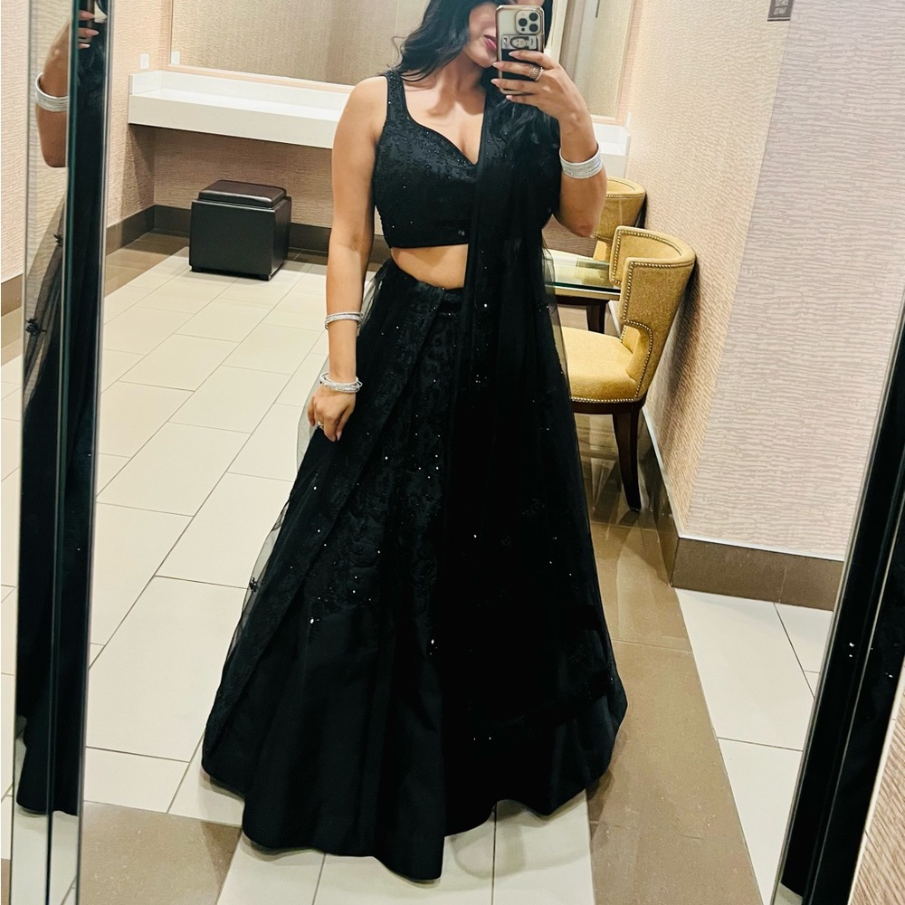 Elegant Black Beaded lengha